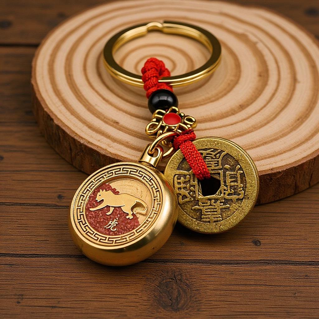 Brass Rotating Zodiac Keychain Pendant: Unisex Creative Handicraft
