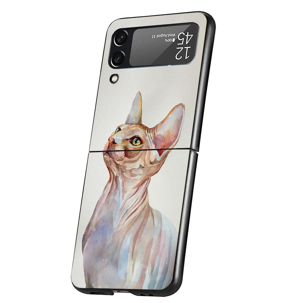 Lavaza Sphynx Sphinx Cat Cover Phone Case For Samsung Galaxy Z Flip 7 6 5 4 3 5G Flip7 Flip6 Flip5 Flip4 Flip3 Black Fundas Shel