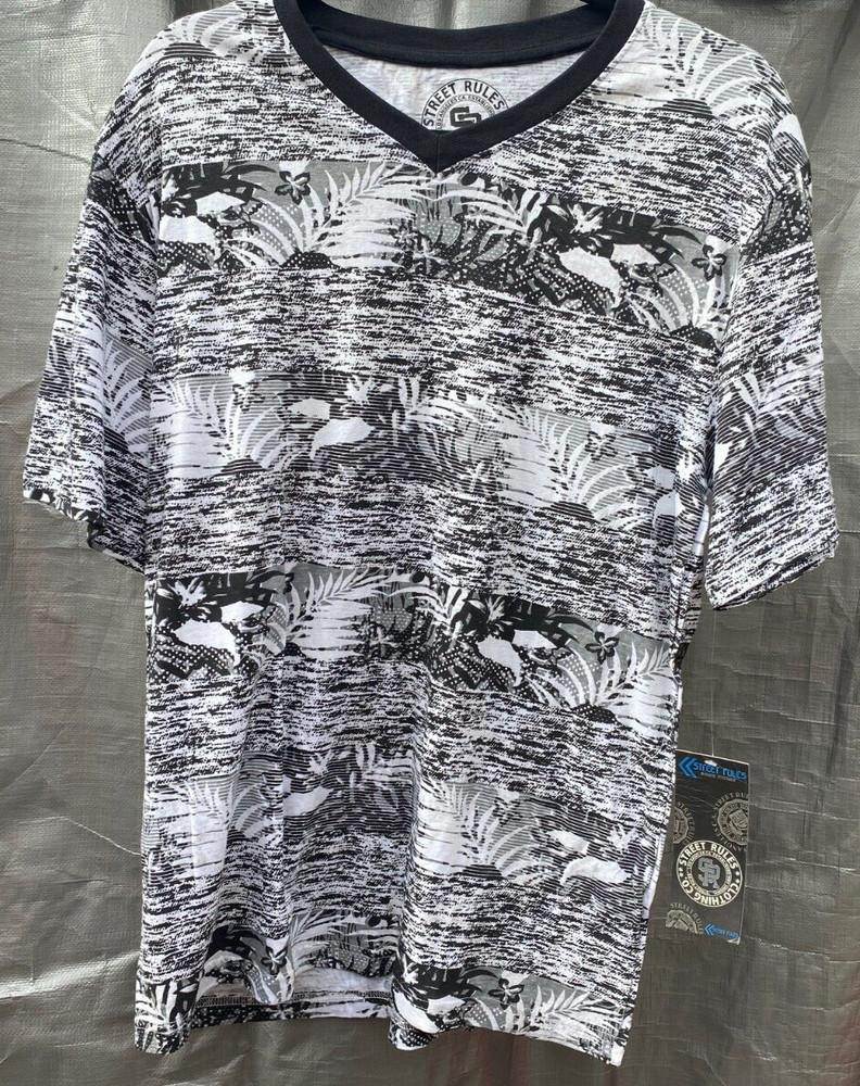 Street Rules Black&White Tropical print T shirt-SZ M- NWT Unisex T-Shirt S