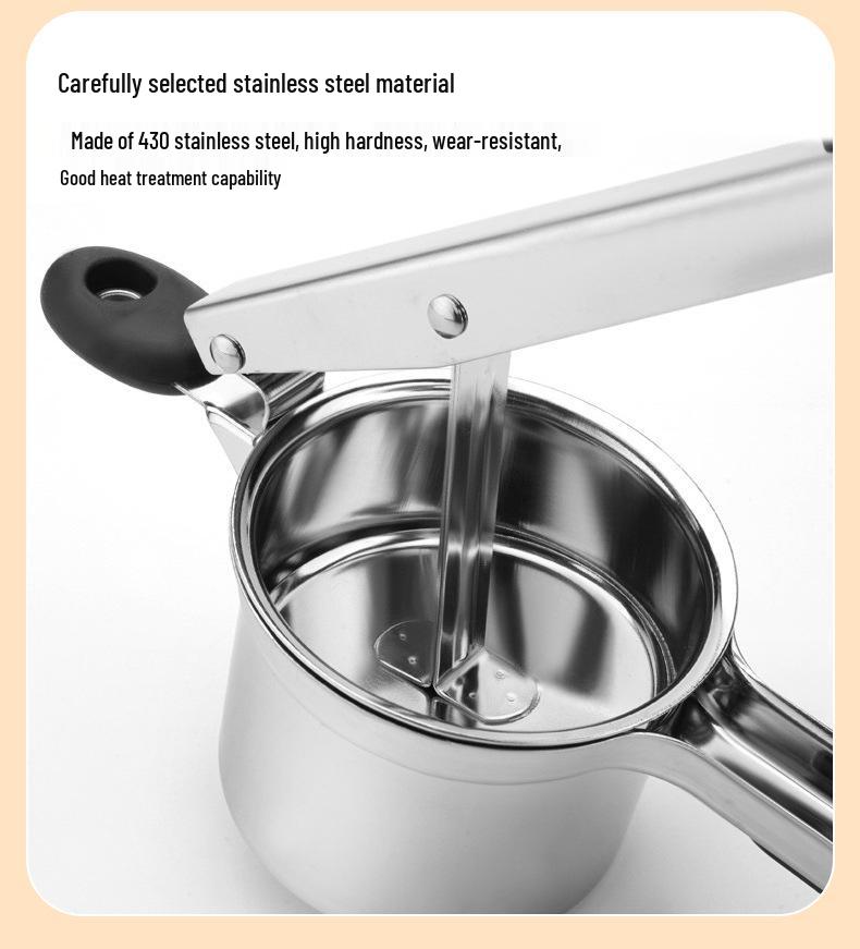 Stainless Steel Potato Masher with Replaceable Sieves for Baby Food and Kitchen Use