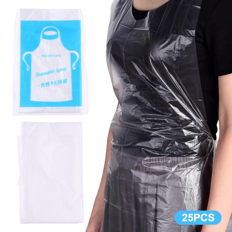 25Pcs Disposable Aprons Clear Plastic Art Apron Waterproof For Adults Kids Painting Party Cooking Housework Picnic Diy Craft