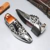 Fashion Luxury Shoes for Men Wedding Party Nightclub Leopard Patent Leather Patchwork Fashion Mens Brogue Derby Shoe Men Lace-up Flats