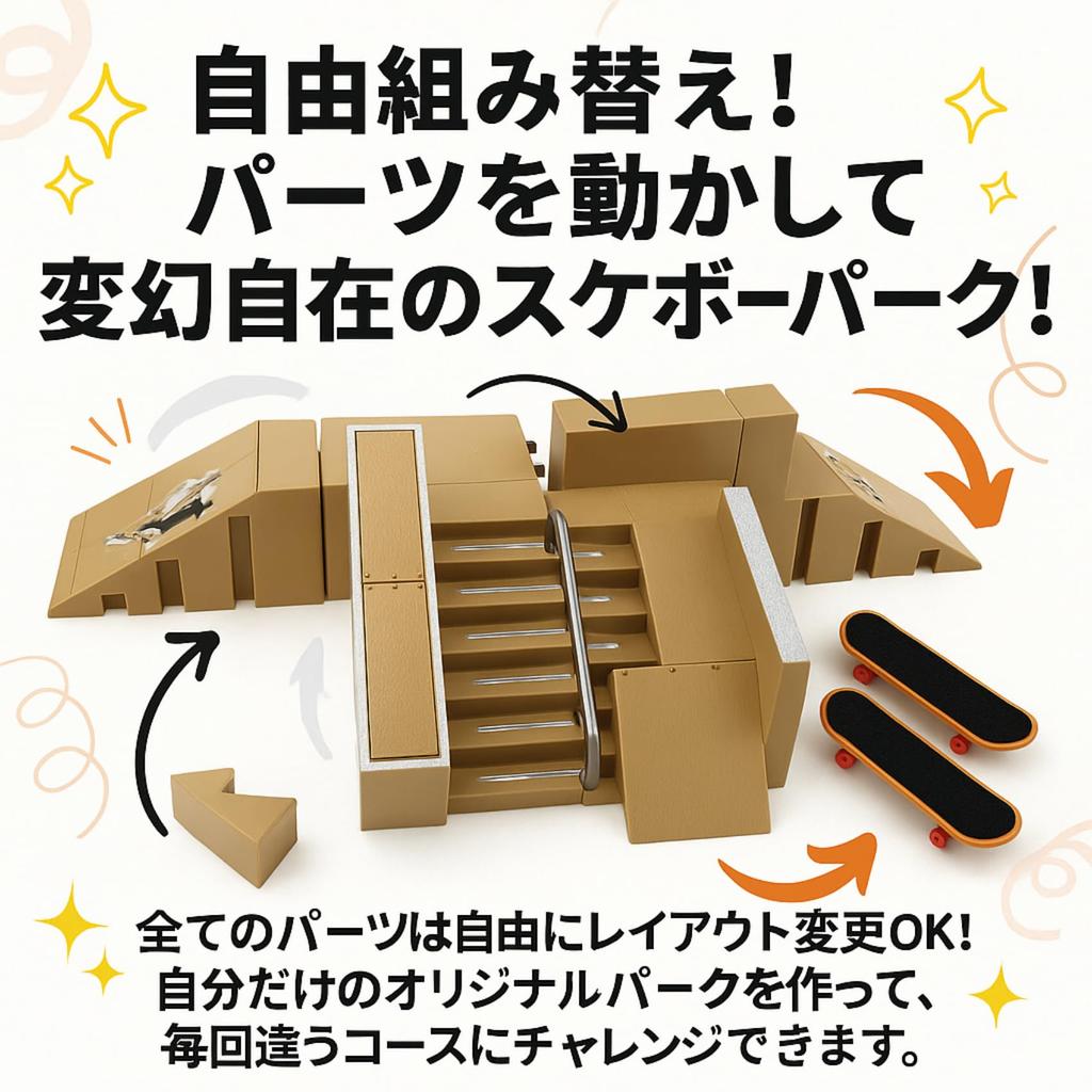 Cartuccia Finger Skateboard Finger Finger Skate Park Set with and 2 Large Skateboard Perfect for Beginners and Practice Park, Skateboard, Deck, Ramp,