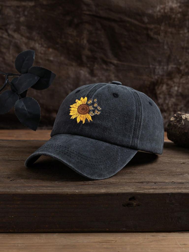 1pc Outdoor Leisure Sunflower Printed Adjustable Baseball Cap Valentine's Day