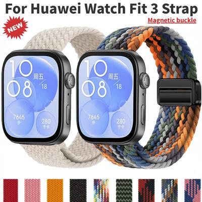 Magnetic Buckle Strap for Huawei Watch Fit 3 Nylon Loop Bracelet Correa for Huawei Watch Fit 3 Smart Metal Interface Wristband
