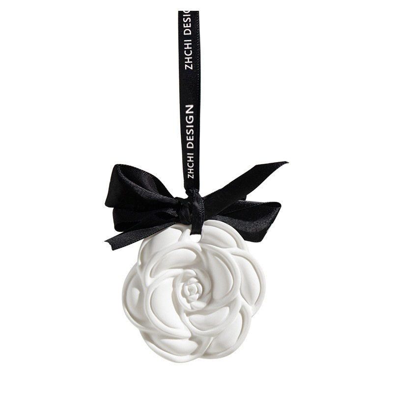Camellia Car Fragrance Diffuser, Long-Lasting Aroma Gypsum Car Perfume, Car Interior Decoration Ornament