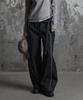 Jenyujeu Studded Belt Striped Denim Pants - Black