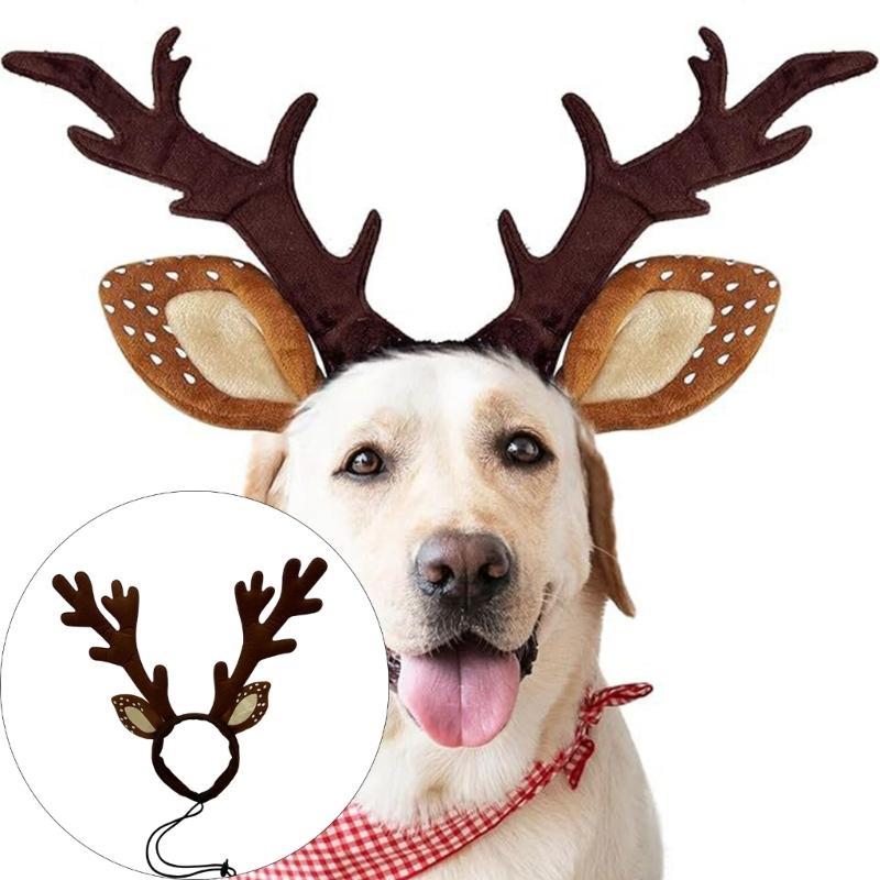 Christmas Pet Antler Headbands For Small Media Dog Cats Soft Costumes Party Decoration Photo Shoot Accessory