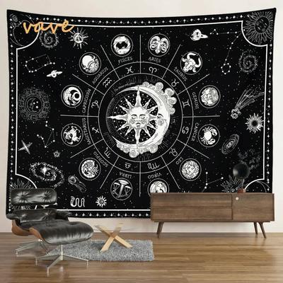 VIKAMA Mystisk Tarot-tapet Sol Måne Mandala Väggbonad för Meditation Häxkonst Altare Bohemisk Heminredning