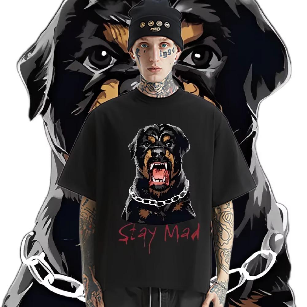 

Футболка оверсайз с круглым вырезом Bully Dog, одежда в стиле рэп для мужчин и женщин, футболка высокого качества, топы, мода, уличные футболки Харадзюку XXXXXL чёрный