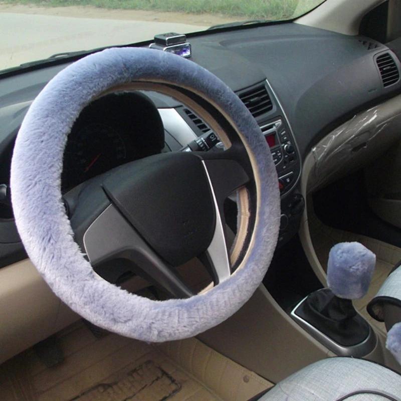 38cm Premium Weiches Kurzes Fell Auto Lenkradbezug Hochdichtes Warmes Plüsch Winter Lenkradschutzbezug Zubehör