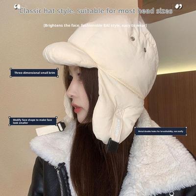 Solid Color Padded Bomber Hats Thermal Padded Ear Flaps Thermal Pullover Trapper Hat Korean Version Retro Style Ski Pilot Cap