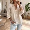Women's Bohemian Lace Trim Cotton Linen Long Sleeve Blouse with Sleeves for Vacation Beach