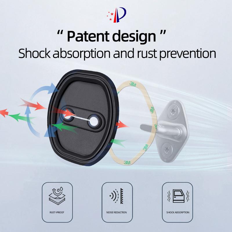 4Pieces Black Silicone Door Lock Buckle Protective Cover Shock Mute Pad for KIA K5 Soranto Sportage 2018 2019 2020 2025