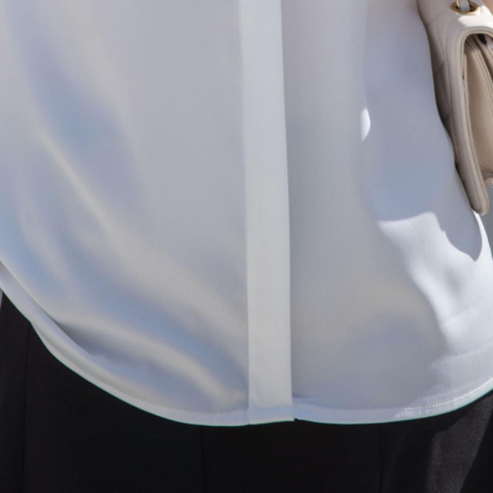 GMXIA Women's Blue Shirt Female Short-sleeved Summer Thin Professional Temperament Medium-sleeved Anti-wrinkle Non-iron Blouse Tops