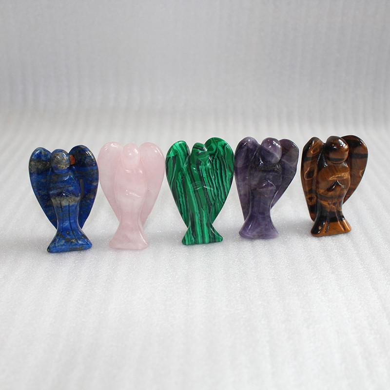 Exquisite Natural Gemstone Healing Crystal Carved Pocket Guardian Angel For Home Decor Gift