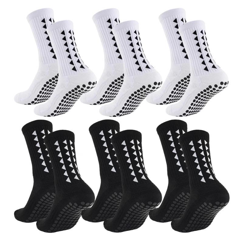 6Pairs Men Women Football Grip Socks Towel Bottom Sport Socks Rugby Soccer Cycling Running Exercise Athletic Socks