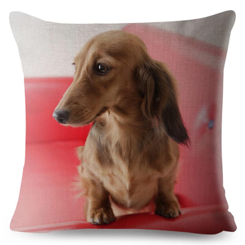 Niedliches Haustier Hund Miniatur Dackel Druck Kissenbezug 45*45 Quadratische Kissenbezüge Leinen Kissenbezug Sofa Heimdeko Kissenbezüge