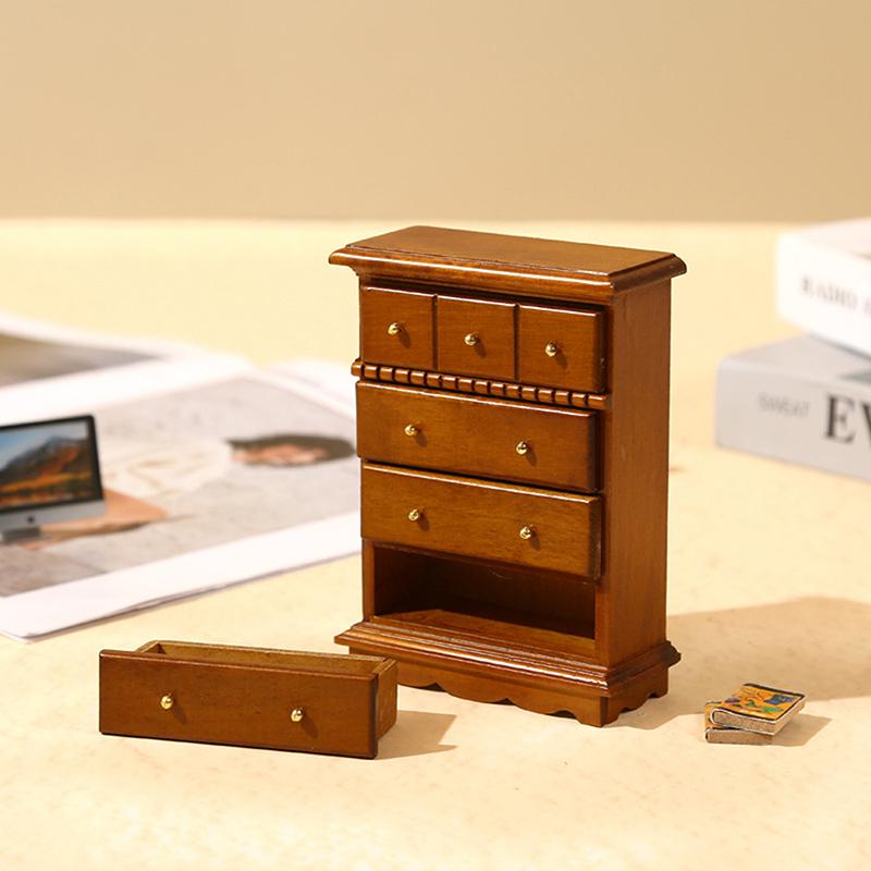 1:12 Dollhouse Miniature Mini Simulated Wooden Cabinet Lockers Tv Cabinet With Drawer Living Room Bookcase Furniture Model Toy