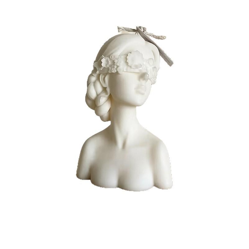 Blindfolded Girl Silicone Candle Mold - European Style Closed-Eye Handicraft Ornament