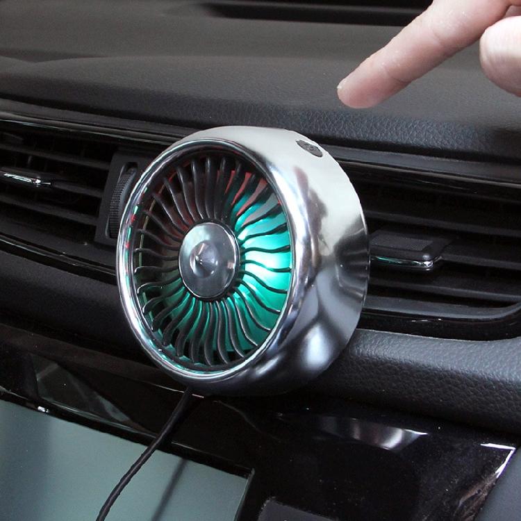 Car USB Fan Air Outlet Lighting LED Flash CoolingFan Portable Cooler Three-speed