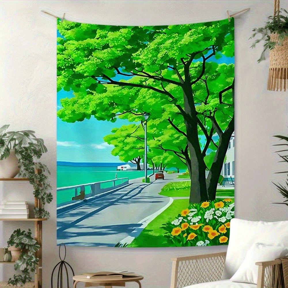 Anime Shimen Road Digital Printing Polyester Wall Tapestry Suitable For Use In Living Rooms Bedrooms Offices Bars And Party