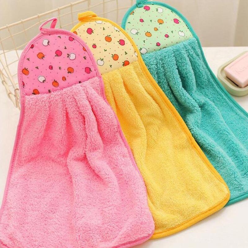 1 Stück Küchenhandtuch Hängeart Super Saugfähig Korallenfleece Badezimmer Vergrößert Verdickt Handtuch Lappen Geschirrtuch