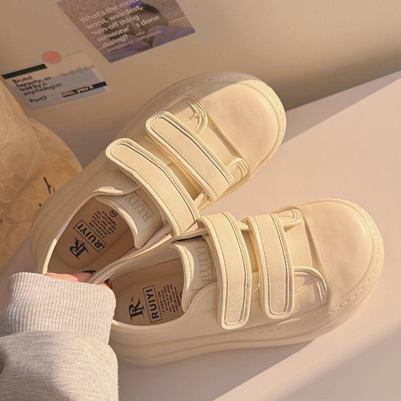 Velcro thick-soled heightening little white shoes women's spring new products round head versatile comfortable casual board shoes