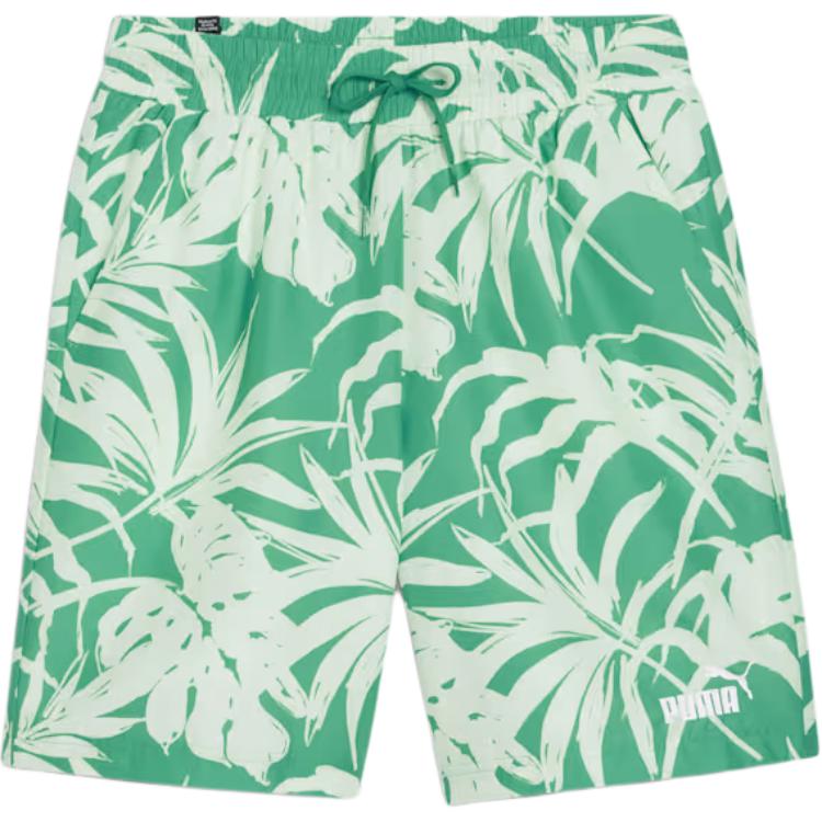 

Puma Ess+ Шорты для курорта с пальмами Удобные Мягкие Уникальные Средняя посадка На шнурке С принтом Повседневные шорты Мужские шорты Ярко-зеленый 683004-86 S