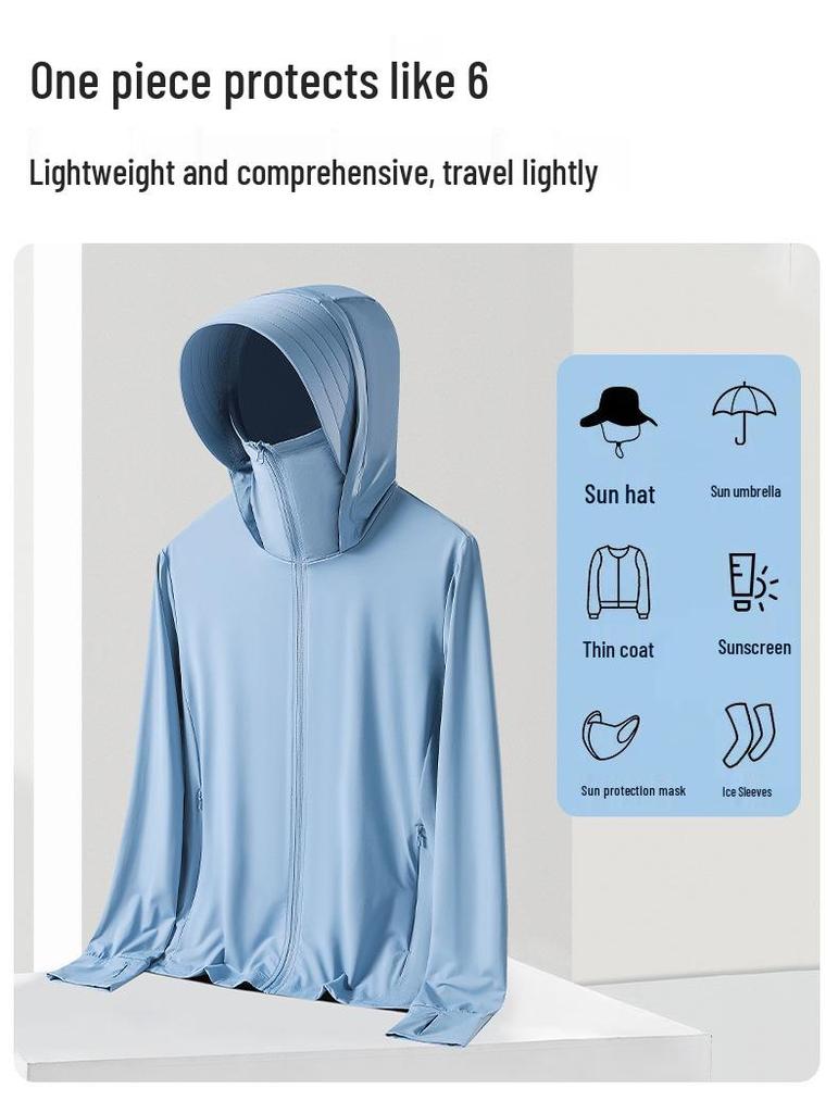 Original Detachable Brim Ice Silk UV Protection Breathable Summer Jacket for Women and Men