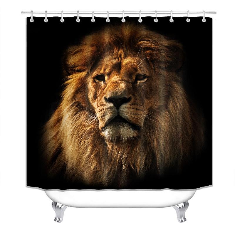 Seturi de perdele de duș din seria Lion 4 buc pentru baie Covoare de baie antiderapante Capac capac de toaletă Covoraș de baie