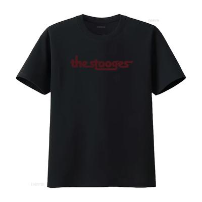Maglietta nera con logo vintage degli Stooges, nuovo design ufficiale, stile retrò, stampa di alta qualità, lavata, traspirante.