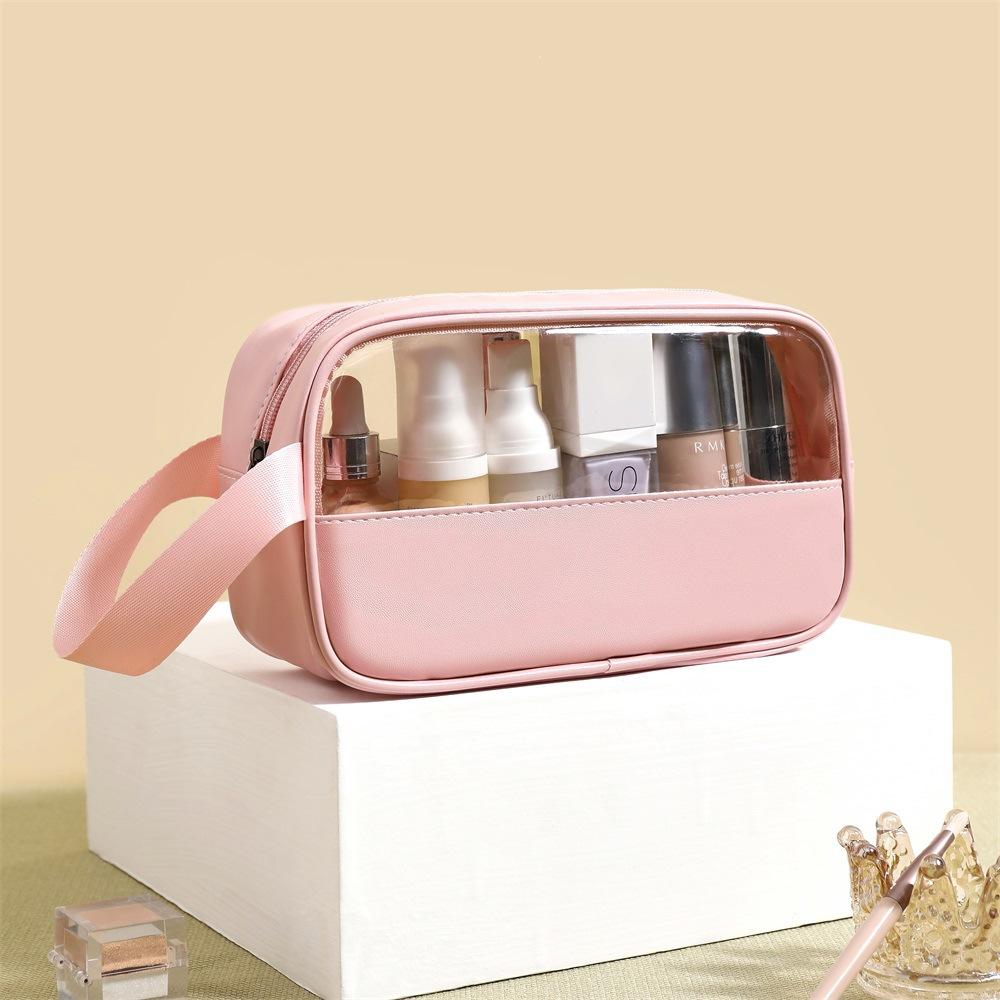 Women PU Cosmetic Storage Bag Portable Travel Wash Bag Fitness Large Capacity Cosmetic Organizer Waterproof Transparent PVC