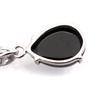 [GOLD STONE] Morion Necklace, Teardrop Drop, Natural Stone Pendant, Black Quartz, Genuine, Silver925 Surgical Stainless Steel Chain Included,
