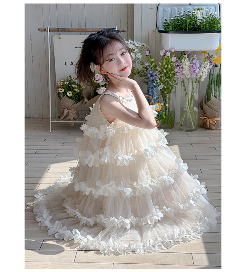 Girl Princess Dress 2026 Spring/Summer New Flower Birthday Dress Girl Fairy Yarn Dress Children's Cake Dress