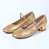 Size 34-42 Ladies' PU Modern Dance Shoes Gold Close Toe Beginner Latin Low Heeled Mary Jane Shoes