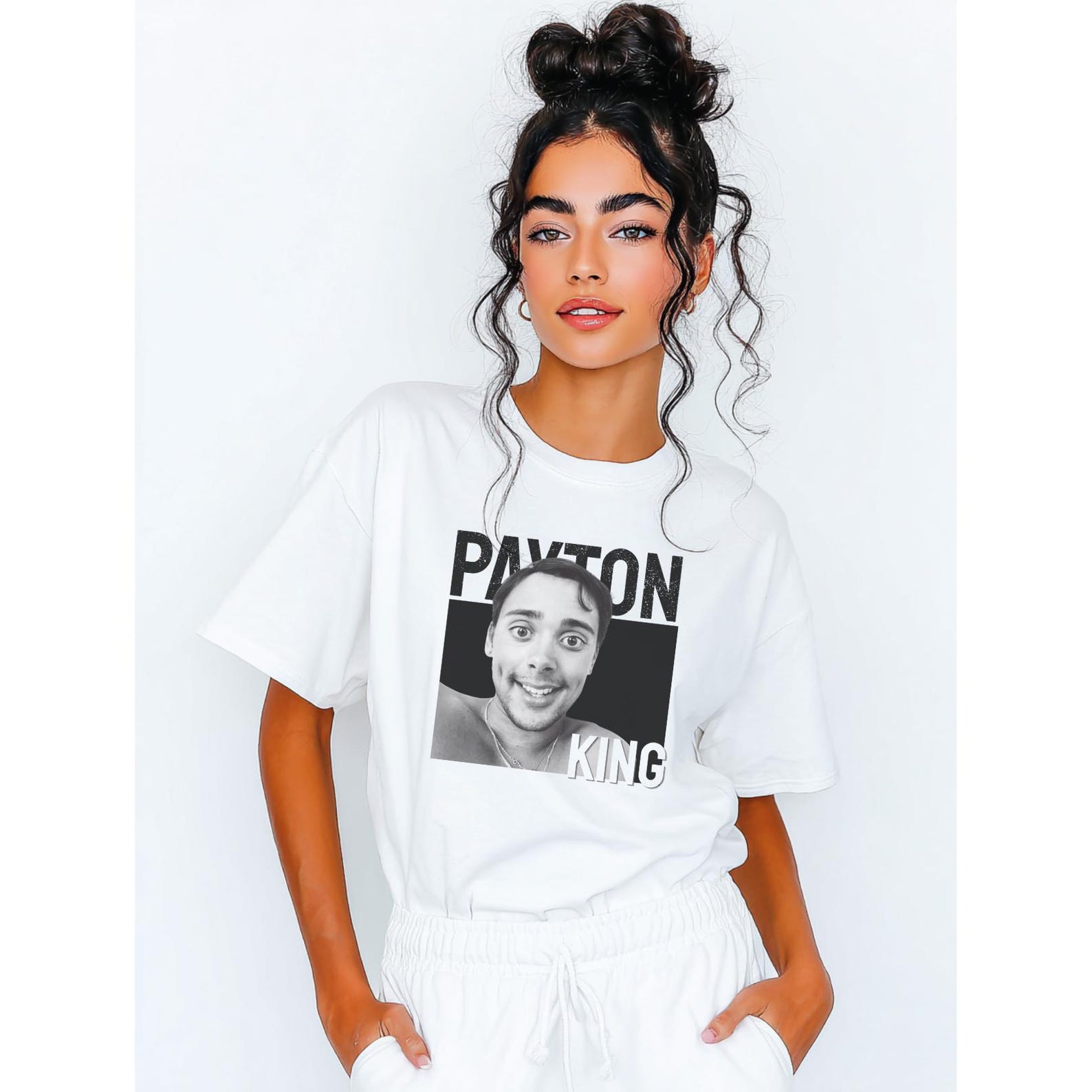 Paxton King face photo T-Shirt | Black & White portrait tee 4XL