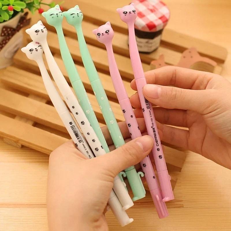 5PCS/lot Cute Multicolor Animal Lovely Cat Kitty Ball Point Pen Stationary Kids Students Kawaii Office School Writing Supplies