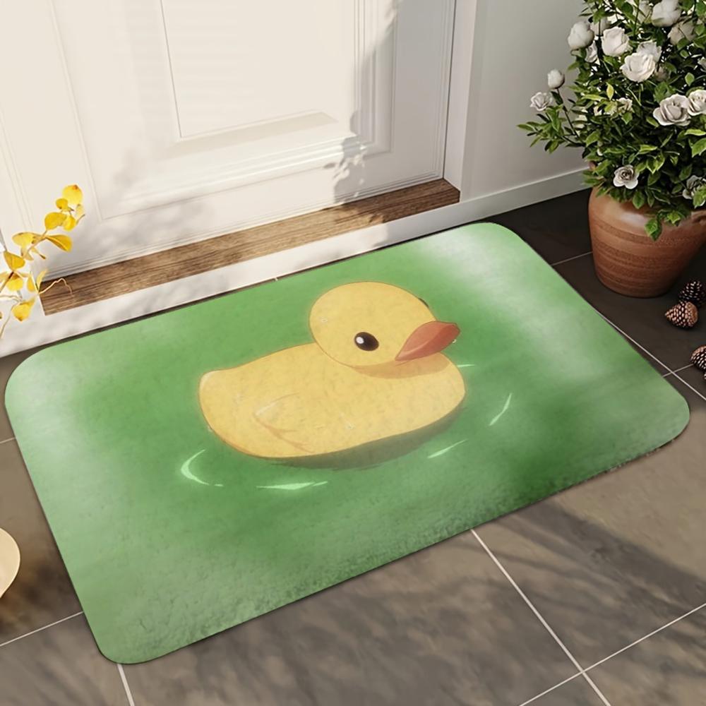 1pc Kwaii Yellow Duck Welcome Bathroom Absorbent Mats Anti-Slip Mats Home Decor Supplies Carpets Home Kitchen Floor Mats