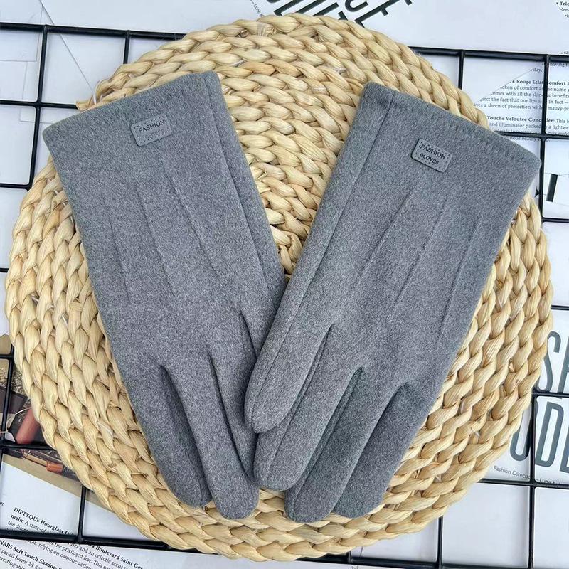 Men'S Gloves Fleece Warm German Fleece Windproof And Cold Proof Touch Screen Cycling Driving Gloves