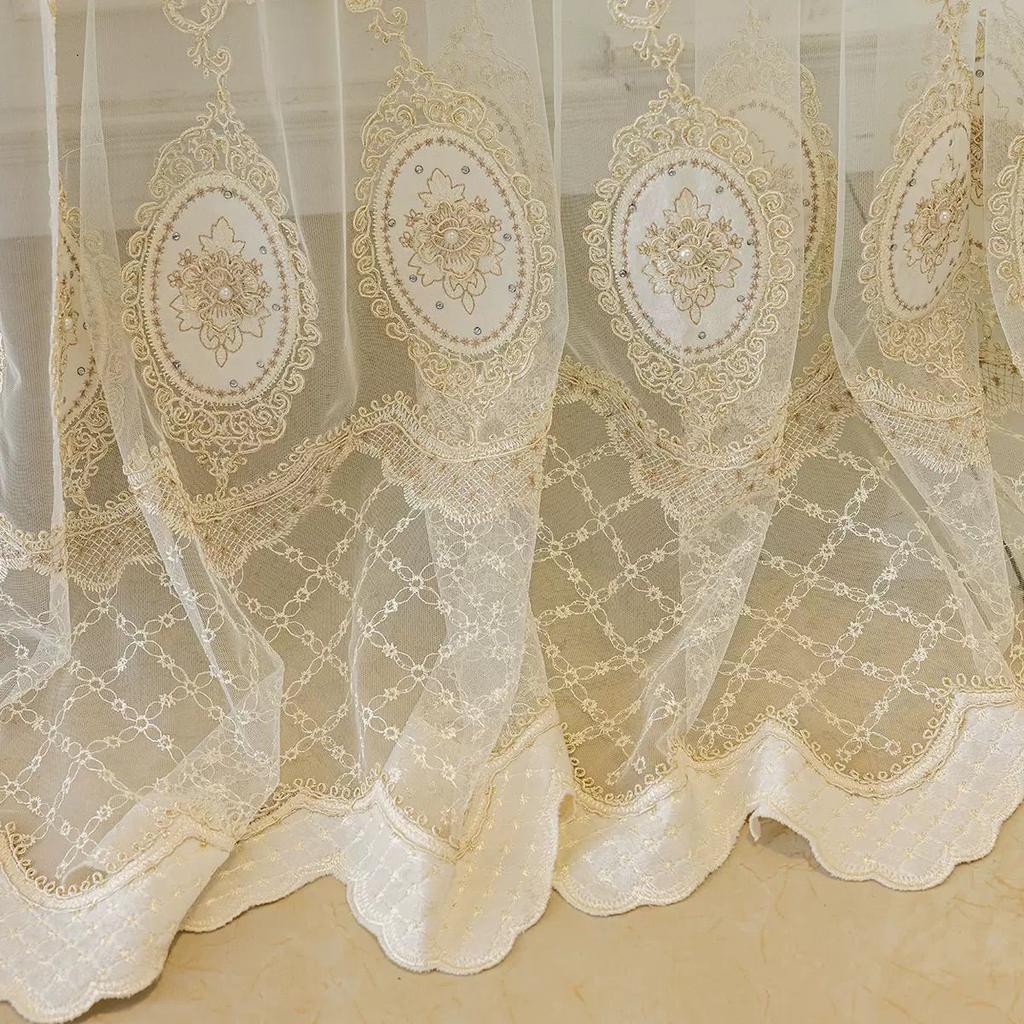 European High-grade Window Screen Bay Window Living Room Balcony Blackout Relief Embroidery Embroidery Gauze Curtain Bedroom Curtain