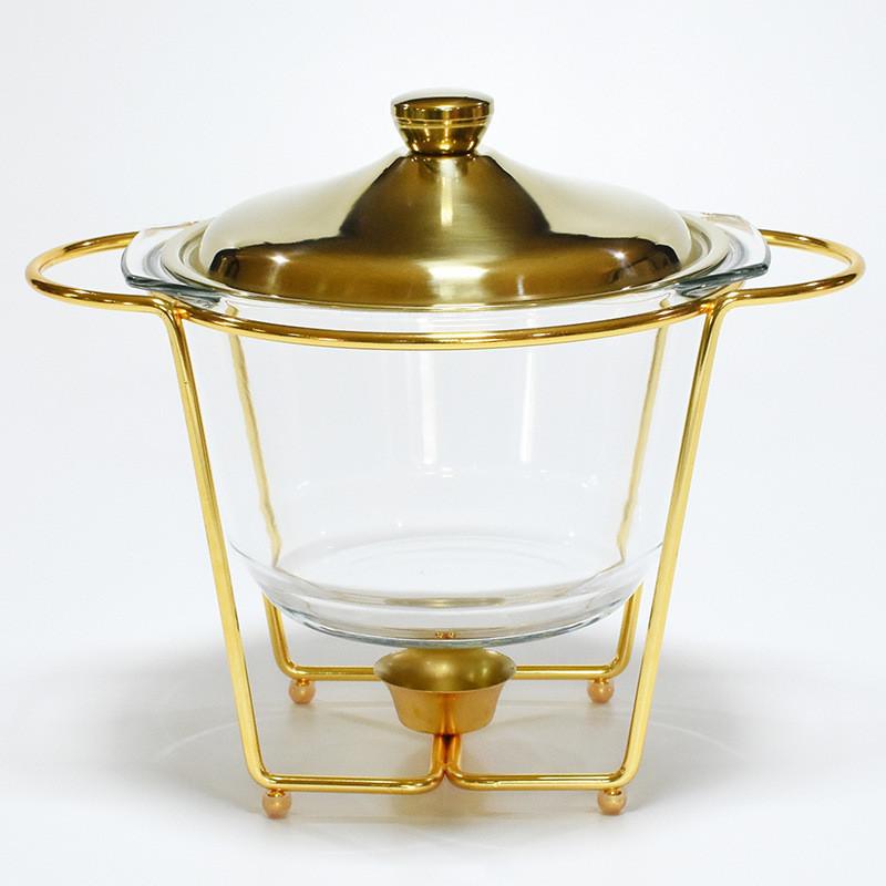 Deep Glass Buffet Stove 4.0L Large Capacity Food Heating Container Restaurant Small Hot Pot Alcohol Stove