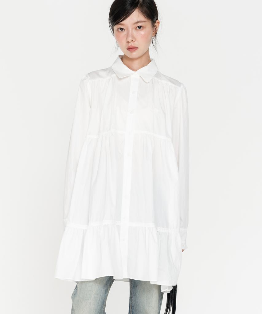 High School Disco Shirred Shirt Dress