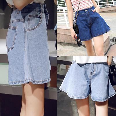 Modische Damen-Jeans und Shorts mit weitem Bein und hoher Taille