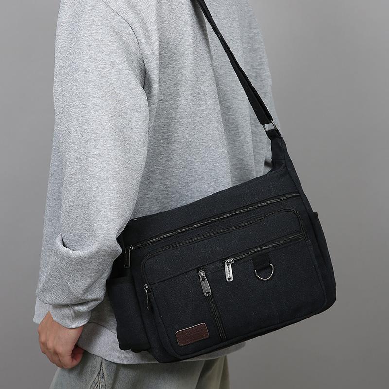 Bolsa Transversal de Lona Vintage para Homens - Bolsa de Ombro Estilosa Tote Mensageiro (Portátil Durável para Viagem e Uso Diário)