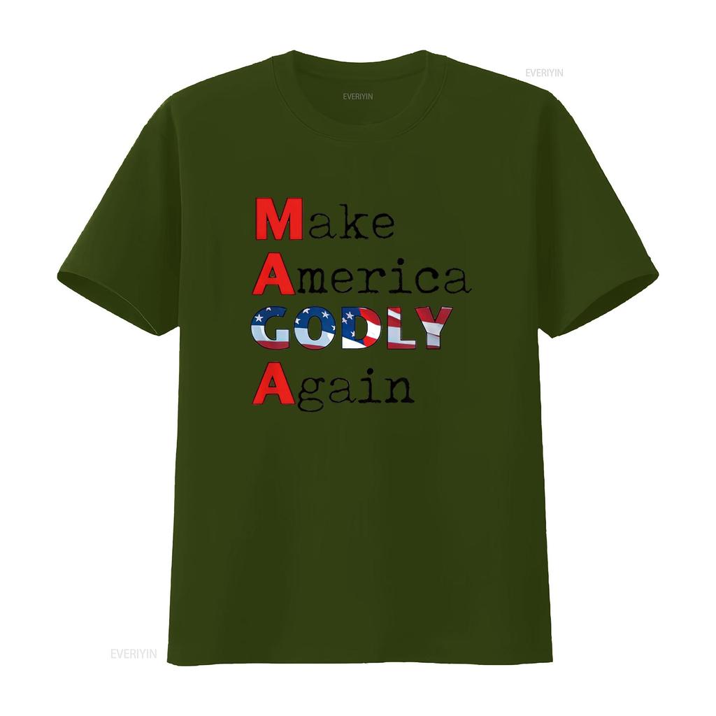 MAGA Make America GODLY Again Womens T Shirt White X Large Vintage Washed Top For Everyday Wear Streetwear Graphic Homme