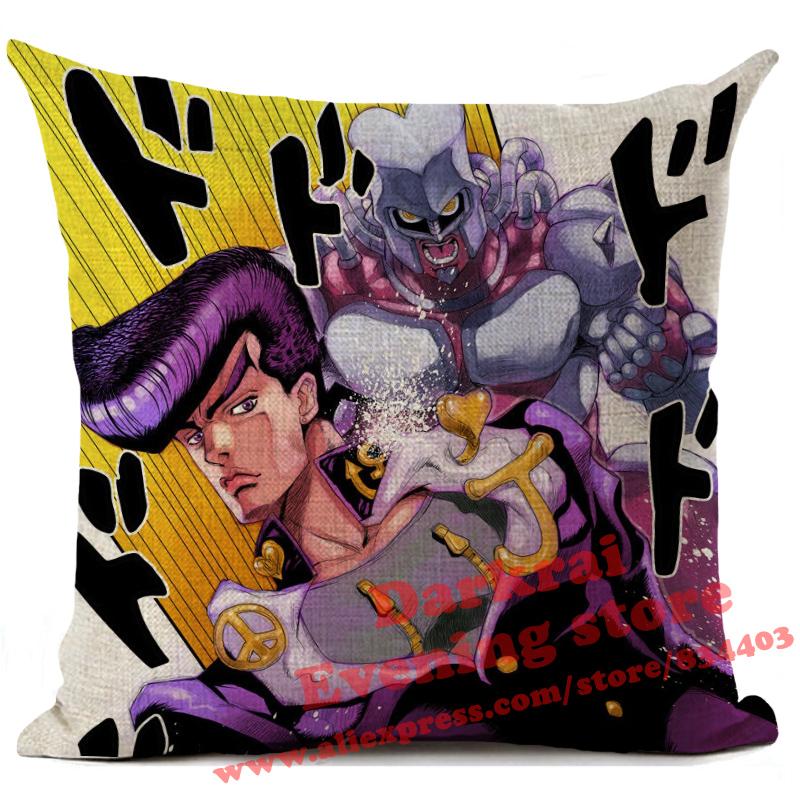 Jojos Bizarre Adventure Japanese Harajuku Manga Cushion Cover Living Room Sofa Square Throw Pillows Home Decoration Pillowcase