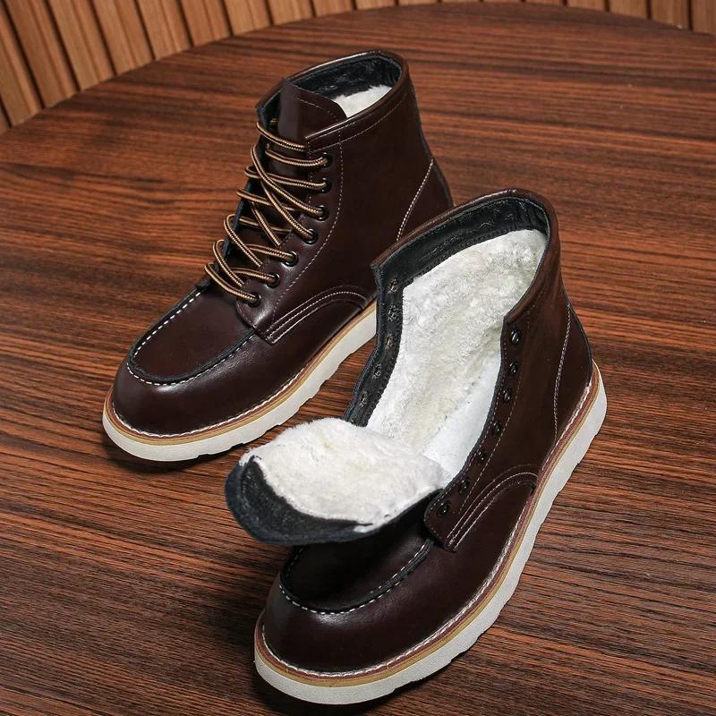 Fashion Genuine Leather Men's Boots Vintage Tooling Boots Women Lovers' Short Boots Woman  Rhubarb Boots Men's Shoes