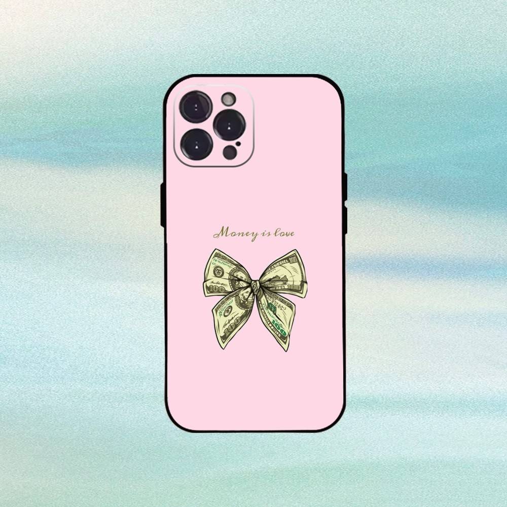 

P-Pink D-Dollars B-Banknote Phone Case For iPhone17,16,15,14,13,12,Plus,Pro Max, 5G Others Soft Black Cover iPhone15