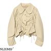 Moda Primavera 2026: Gabardina Versátil de Estilo Europeo y Americano con Pliegues y Mangas Largas